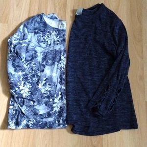 Women's Long Sleeve Tops Solid Blue & Floral Size Large Croft & Barrow & Sunday